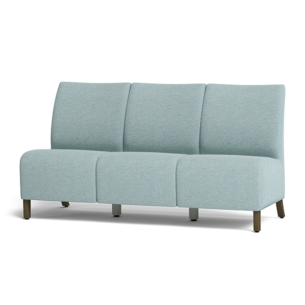 Integra Seating, Bay Wood Straight Sofa. Features a cove wipe-out for cleanability. Can be specified with ultra-strong tablet