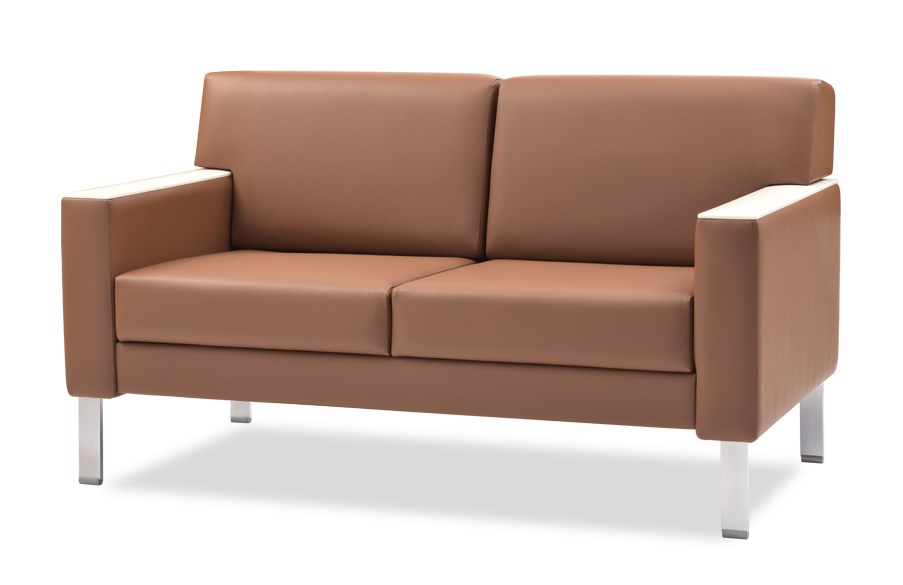 Après Settee with Bar Legs & Solid Surface Arm Caps