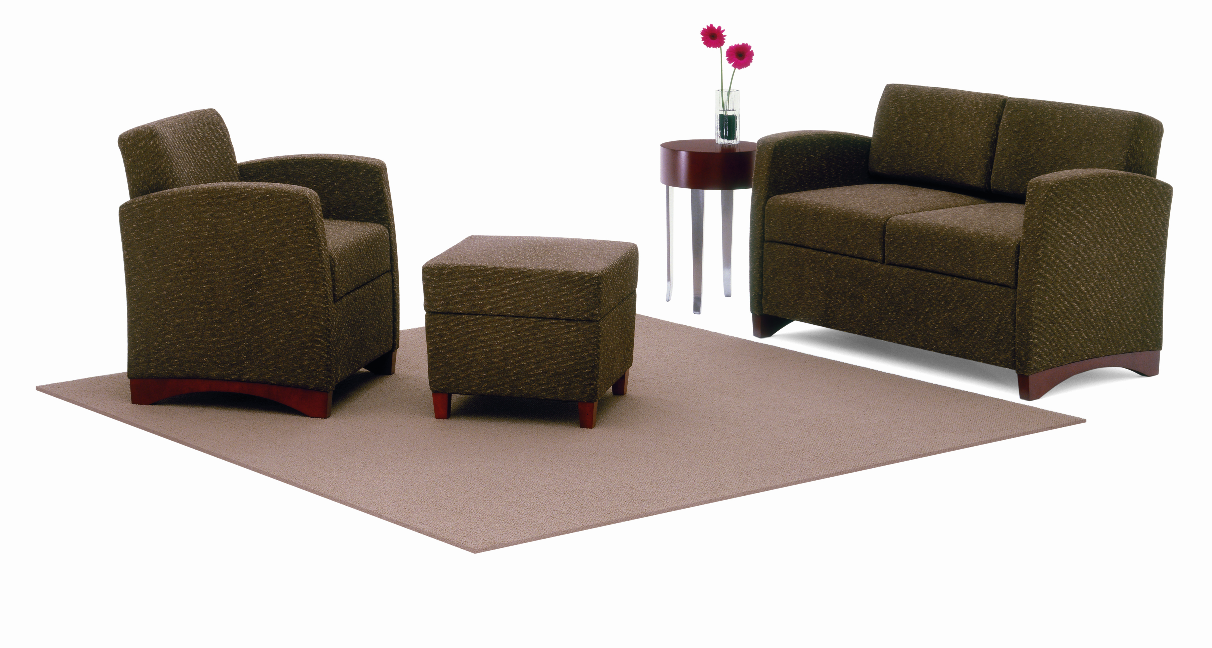 Tria Upholstered Arm Group with Ottoman and Tria Table