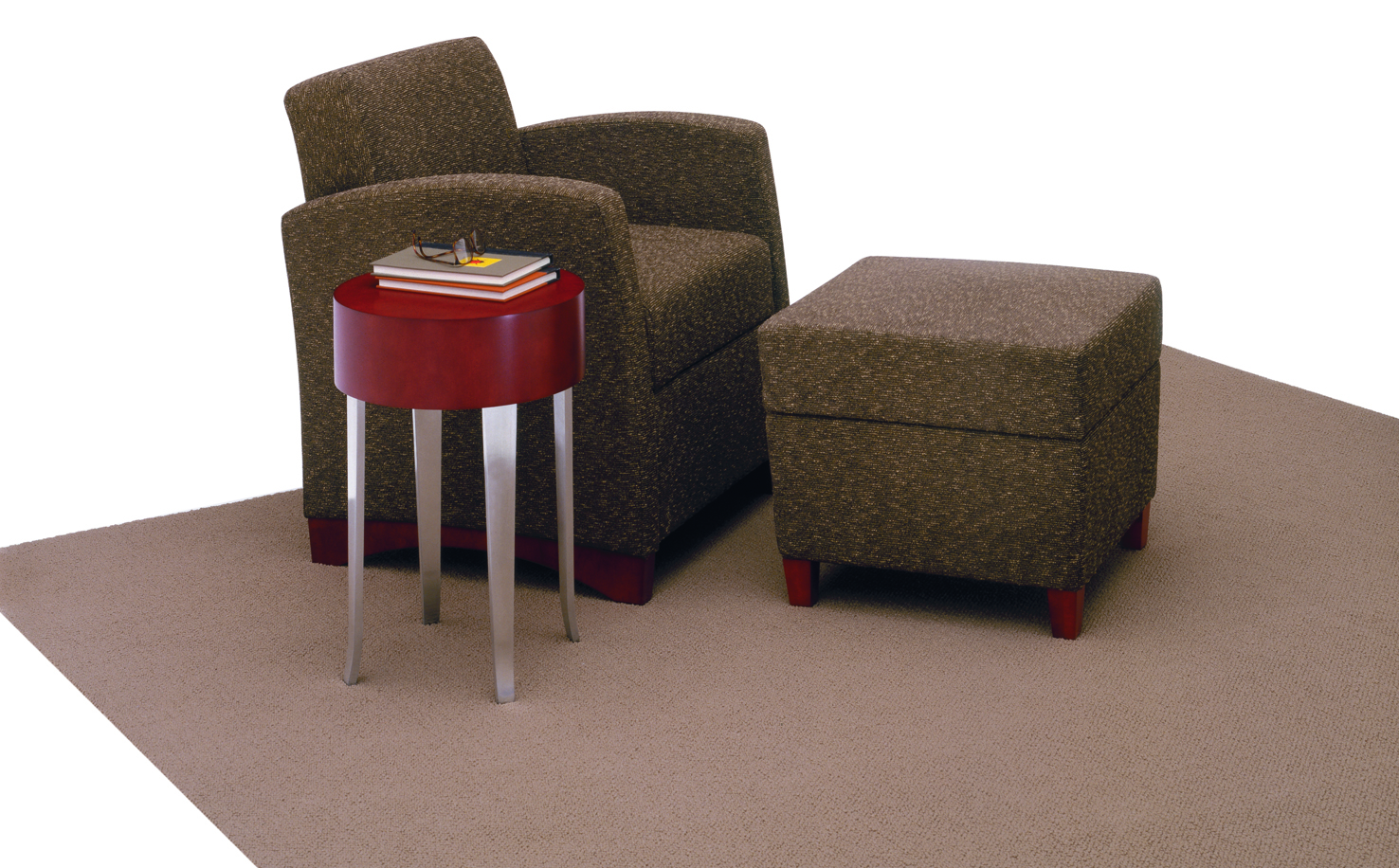 Tria Upholstered Arm with Single Ottoman & Tria Table