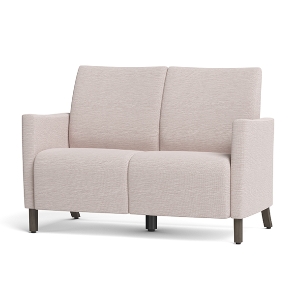 Integra Seating, Marina Upholstered Arm with Wood Legs Settee. Can be specified with arm caps, ultra-strong tablet arms and
