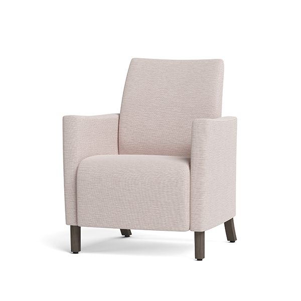 Integra Seating, Marina Upholstered Arm with Wood Legs Chair. Available in multiple seat widths: 22, 27, 32, and 42