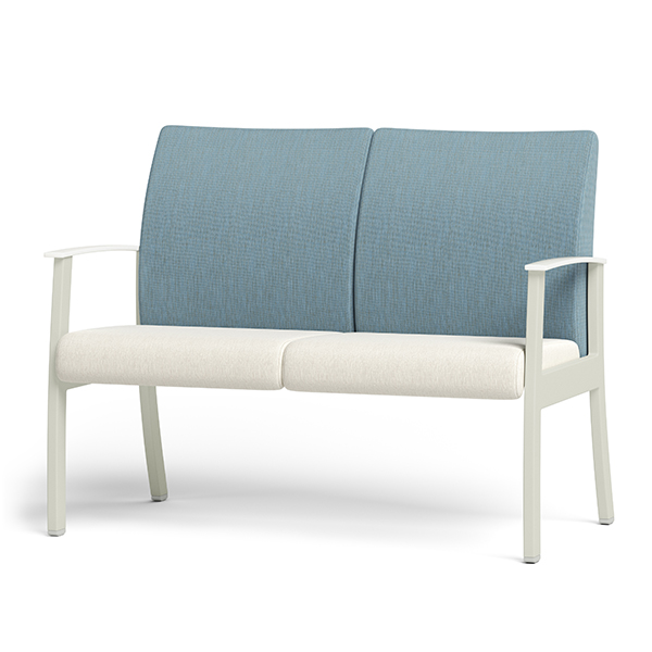 Integra Seating, High Tide - Metal Settee. Features solid surface arm caps, clean-out and wear-point seat rotation. Can be