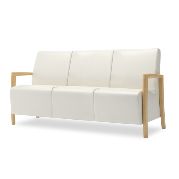 Integra Seating, Marina Wood Straight Sofa. Features the cove wipe-out seat design for cleanability. Can be specified with