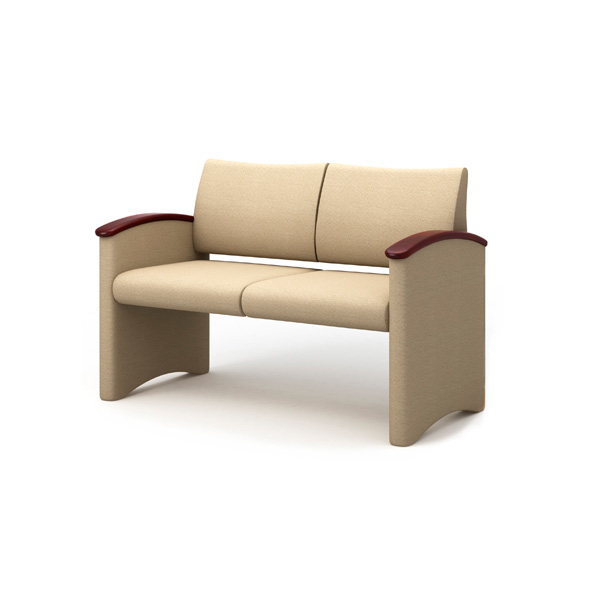 Integra Seating, Pyxis P3 Contemporary Panel Arm Settee. Features clean-out design. Can be specified with brushed aluminum