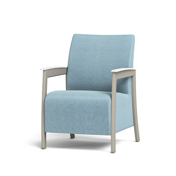 Integra Seating, Marina Metal Straight Chair. Features solid surface arm caps and the cove wipe-out for cleanability.